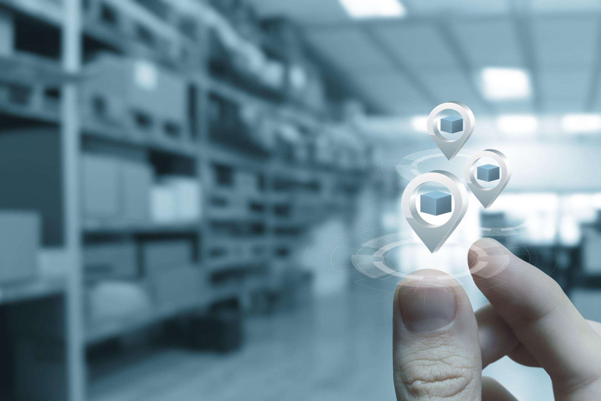Tracking product locations in a warehouse setting.
